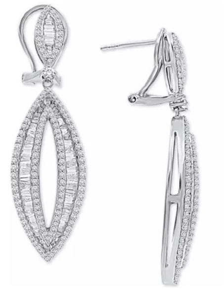 Diamond marquise-shaped drop earrings