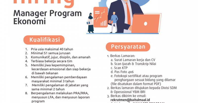 Lowongan Pekerjaan Manager Program Ekonomi YBMBRI - MASBABAL