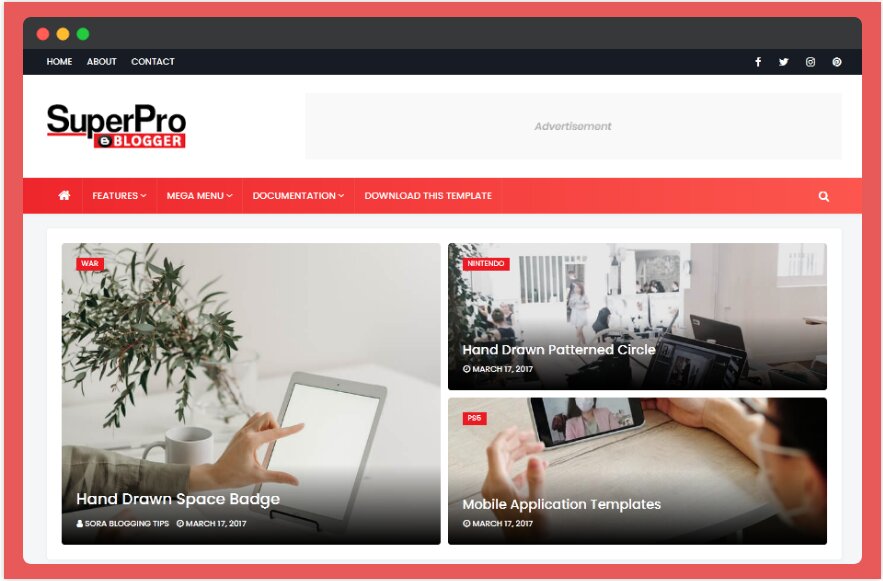 Super Pro Blogger Template is a stylish and super fast loading Blogspot theme with Ads Ready, Clean, Minimalist, Seo Ready, for Magazine websites.