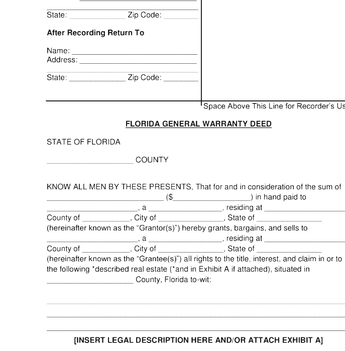 Warranty Deed Warranty Deed Florida