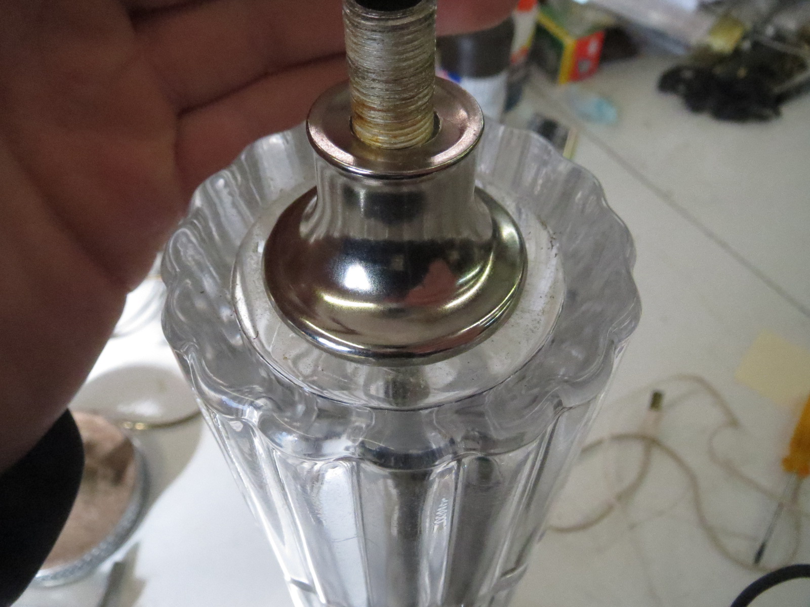 Lamp Parts and Repair Lamp Doctor Crystal Table Lamp with Mismatch Parts Needs Work