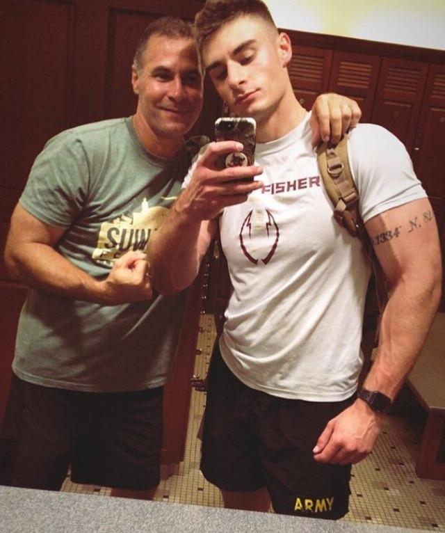 proud-masculine-daddy-handsome-army-muscle-biceps-son-selfie