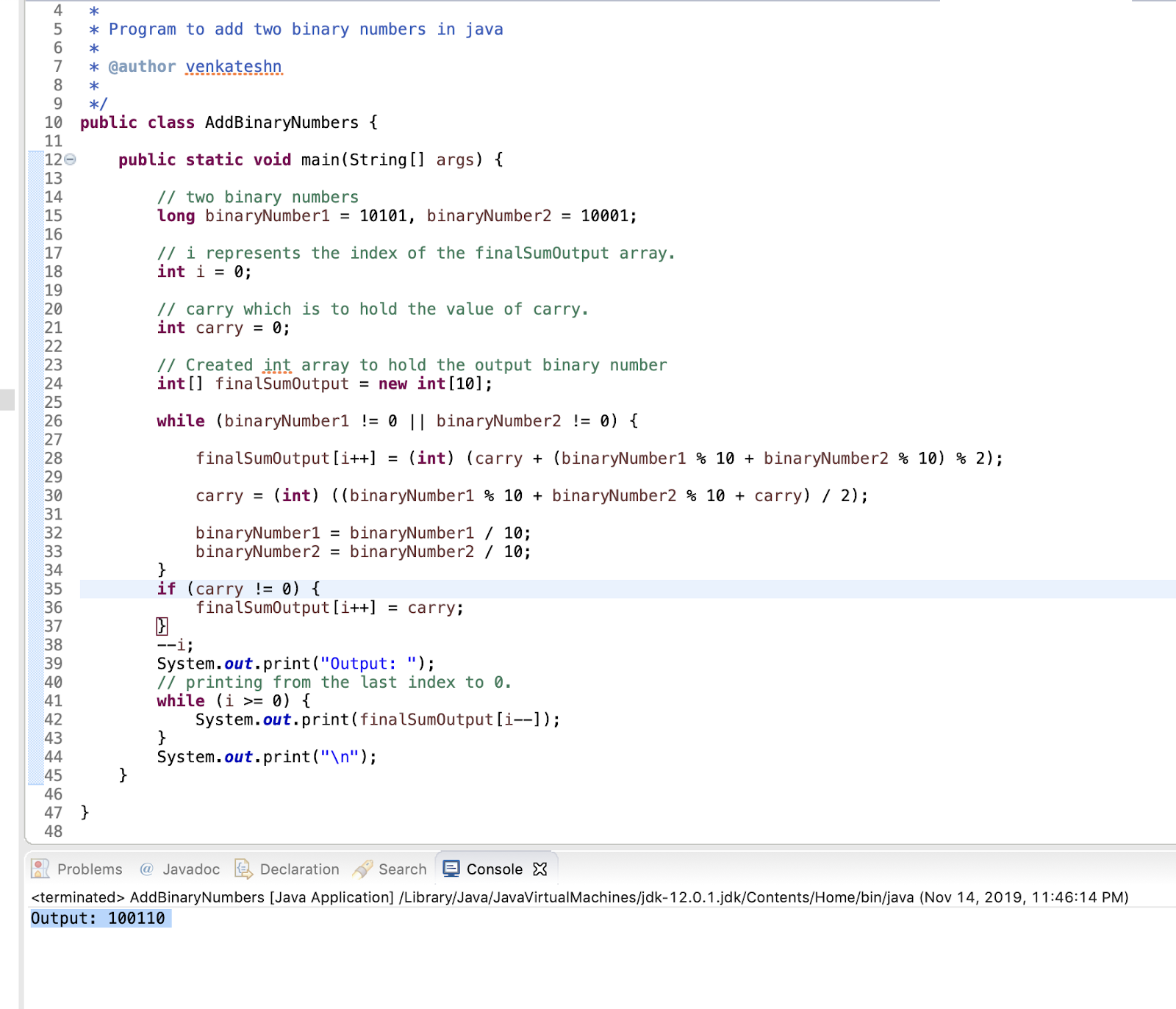 write java program to add two numbers