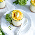 im Glas gebackener Mango Käsekuchen & Mango Blüte