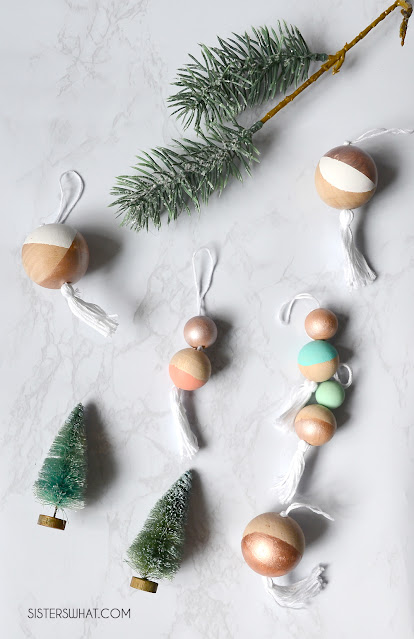 diy modern wood bead Christmas ornaments