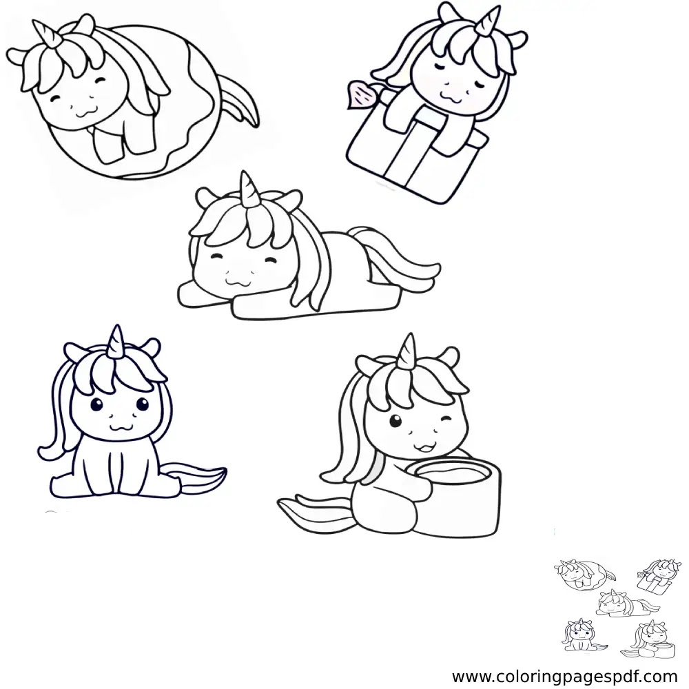 Coloring Page Of A Lazy Unicorn Emojis