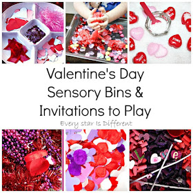 Valentine's Day sensory bins and invitations to play