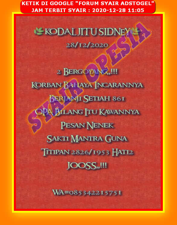 1 New Message Kode Syair Sydney 28 Desember 2020 Forum Syair Togel Hongkong Singapura Sydney 1 New Message Kode Syair Sydney 28 Desember 2020 Forum Syair Togel Hongkong Singapura Sydney