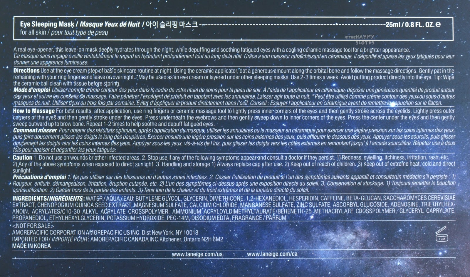 LANEIGE Eye Sleeping Mask Review The Happy Sloths Beauty, Makeup