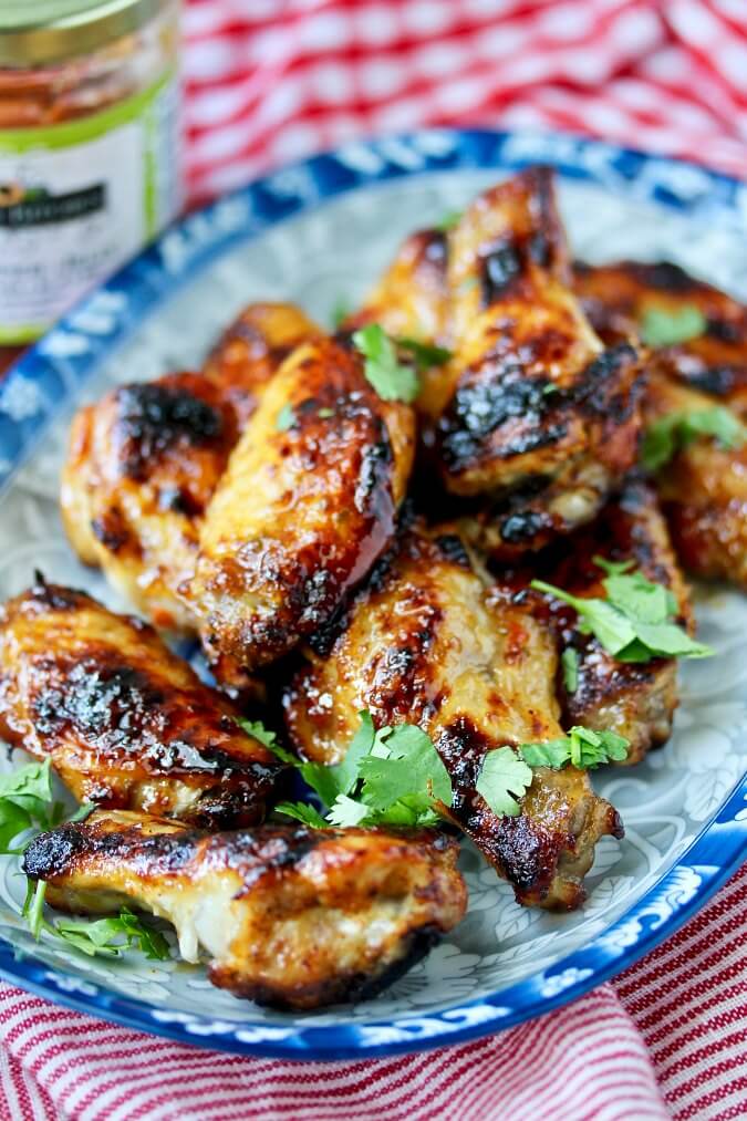 peach and pepper jelly glazed chicken wings