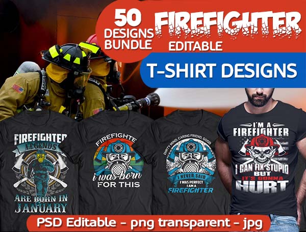 fire fighter tshirt design bundle