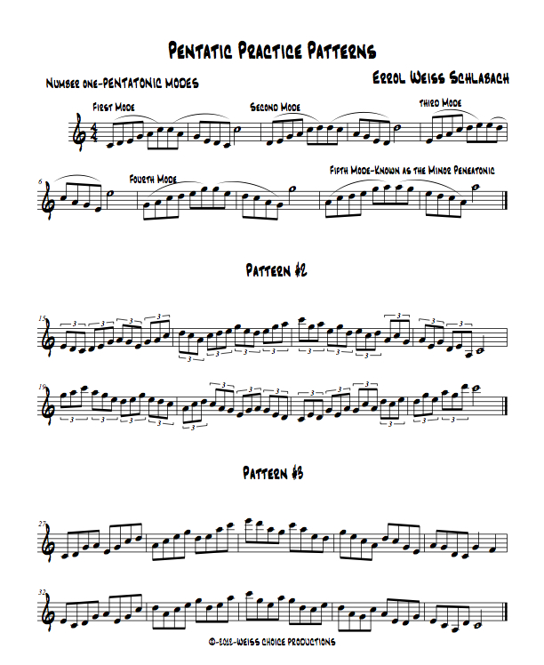 Saxophone, and Flute Practice Journal Pentatonic Study and