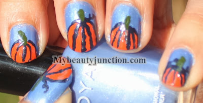 Pumpkin nail art for Hallowe'en manicure with OPI Chop sticking to my story and Zoya Jo for Halloween nail art challenge