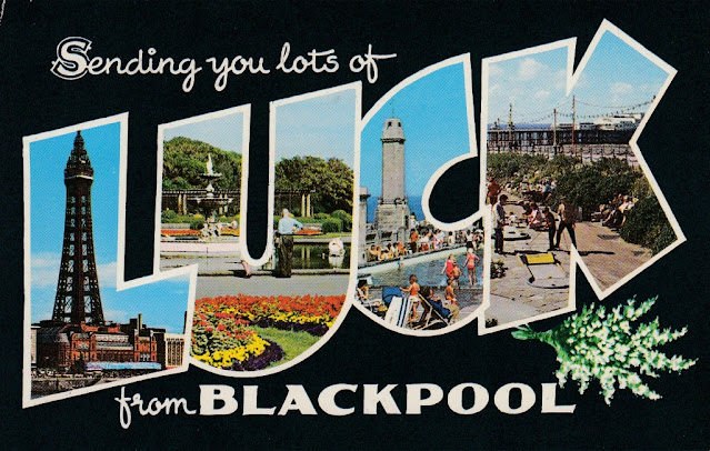 Sending you lots of LUCK from Blackpool. Bamforth Postcard. Postally used 6 August 1986
