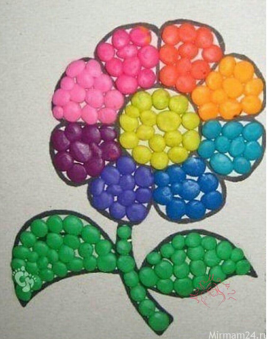 аппликация для дошкольников. поделки из пластилина. аппликация пластилином. лепим из шариков пластилина. пластилиновая мозаика для детей.