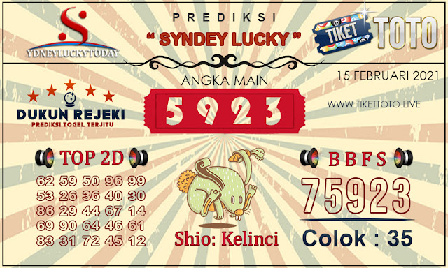 Prediksi Togel SYDNEY LUCKY TIKETTOTO 15 FEBRUARI 2021