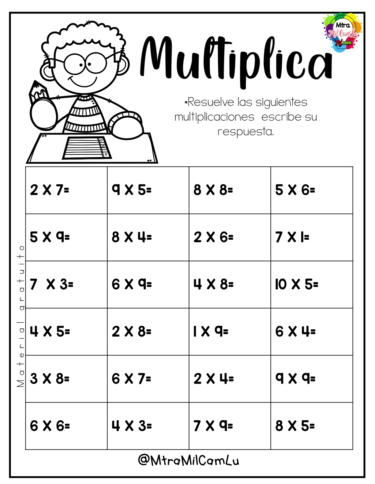 Material Repaso Multiplicaciones Materiales Educativos Para Maestras