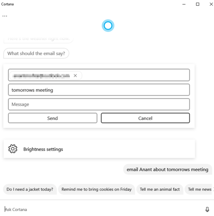 email skills Cortana