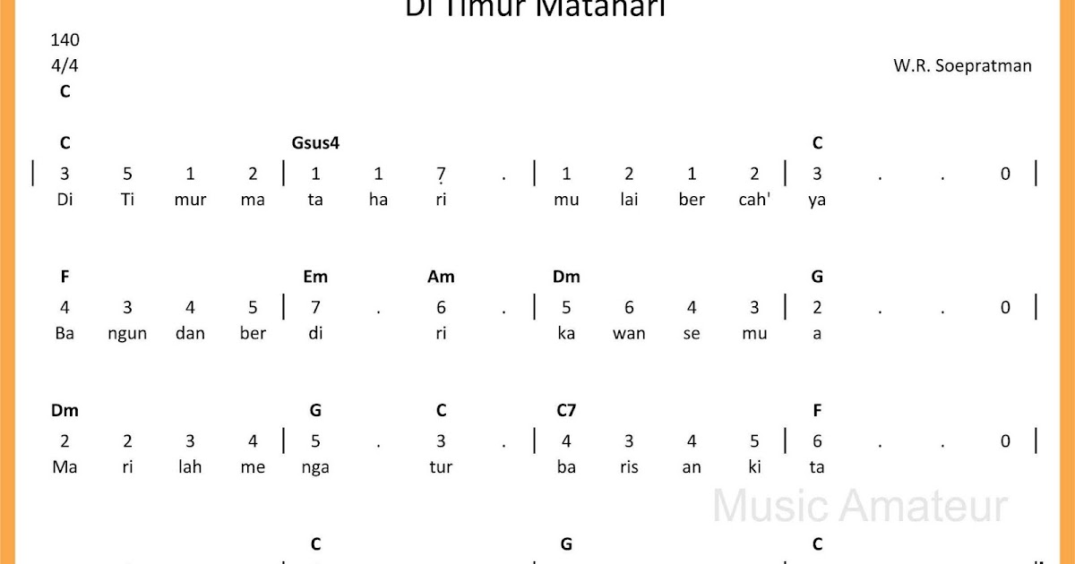 Not Angka Di Timur Matahari SEPUTAR MUSIK Not Angka Di Timur Matahari SEPUTAR MUSIK