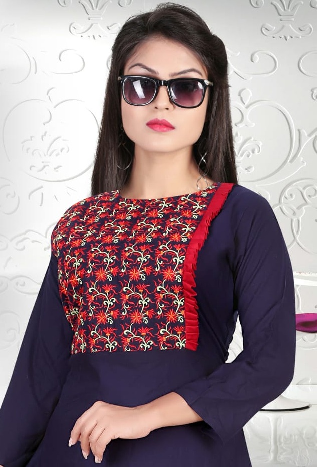 Rishika milly Rayon Embroidered Party wear kurtis wholesaler