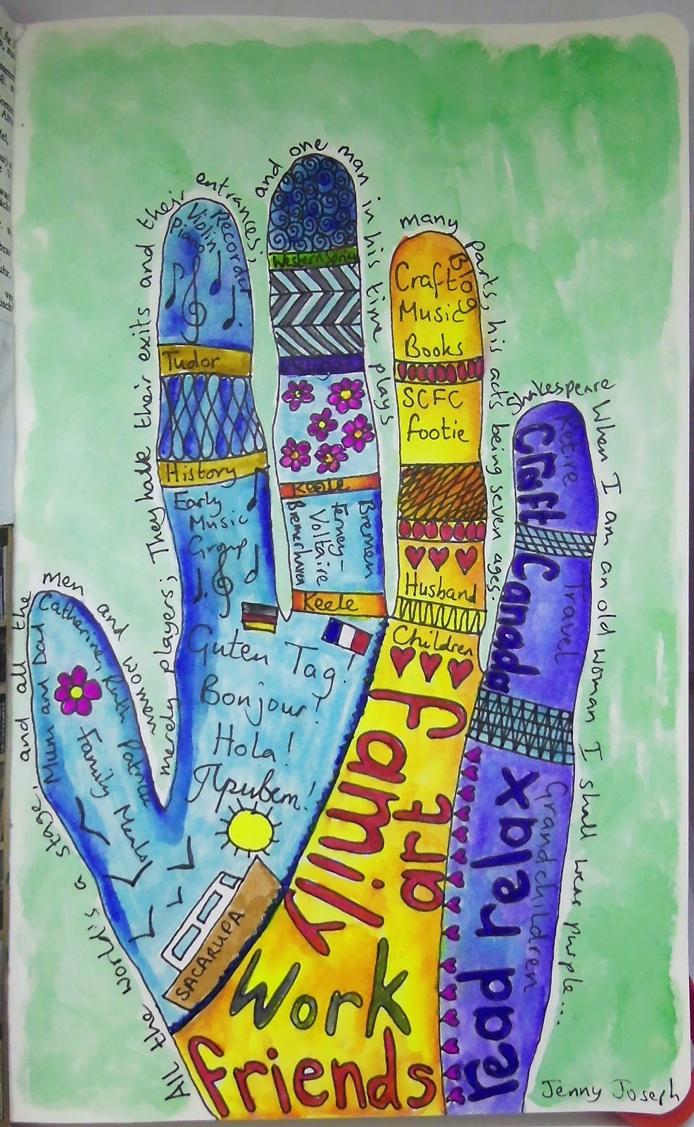 Sarah's Craft Shed Wanderlust Week 4 Poem and Hand