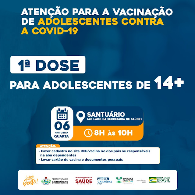 Secretaria de Saúde vacina adolescentes de 14 anos ou mais em Caraúbas