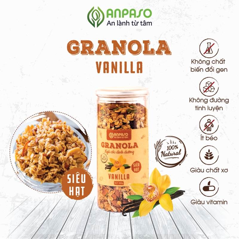 Anpaso Granola siêu hạt vị Vanilla 500g.
