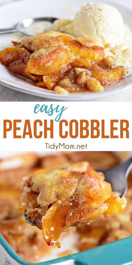 This tried-and-true Peach Cobbler recipe is easier than pie! Use fresh or frozen peaches so you can enjoy peach cobbler year-round. Serve it with a scoop of ice cream for the perfect dessert. 