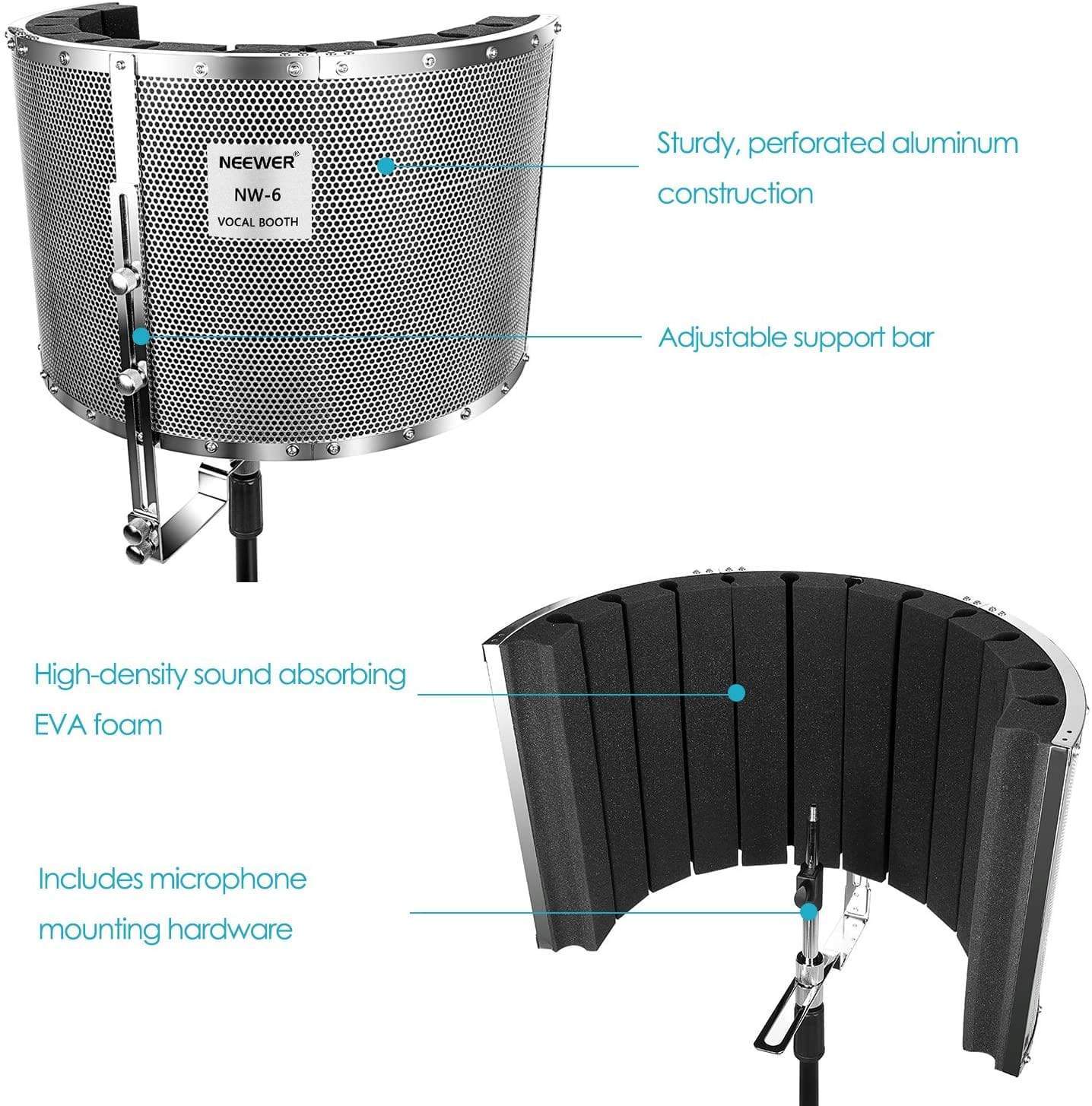 Neewer Microphone Isolation Shield Absorber Filter Vocal Isolation