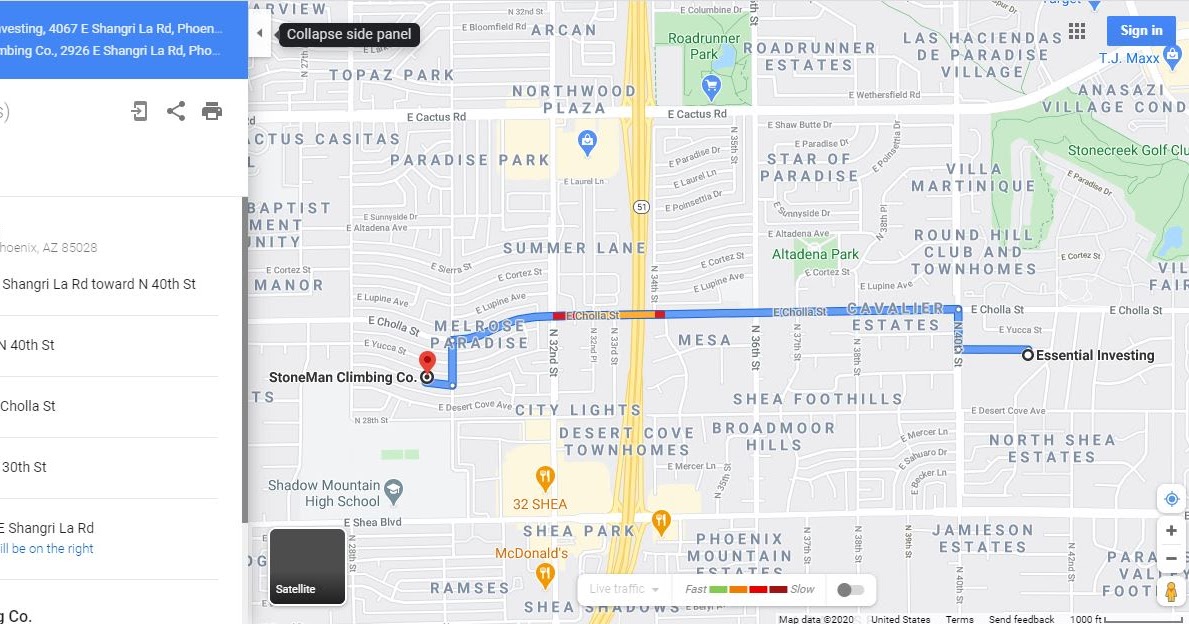 Driving direction from nearest Business Consultant to our property