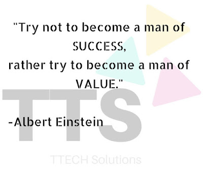 A pic showing logo of TTECH Solutions with Quote by Albert Einstein