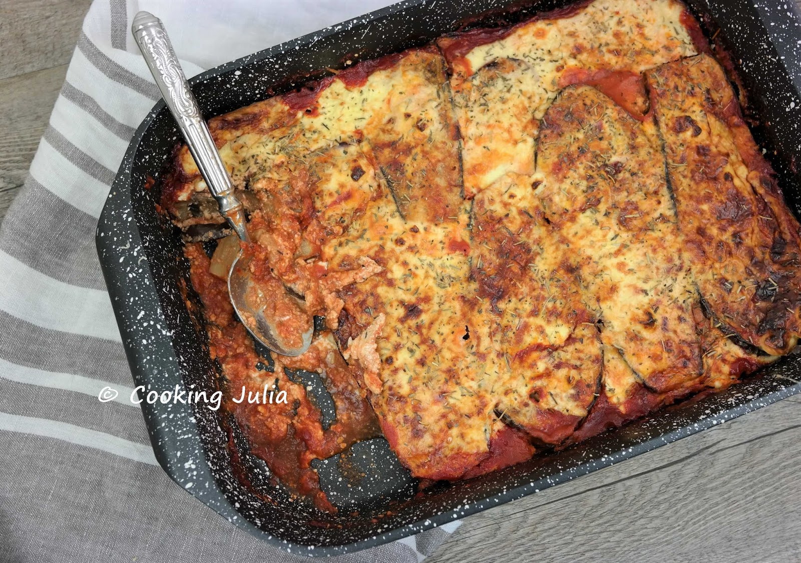 COOKING JULIA GRATIN D'AUBERGINES À LA GRECQUE