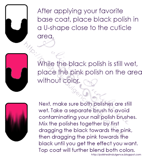 Polished Indulgence: Nail Art Wednesday: Black and Pink Ombre Nails