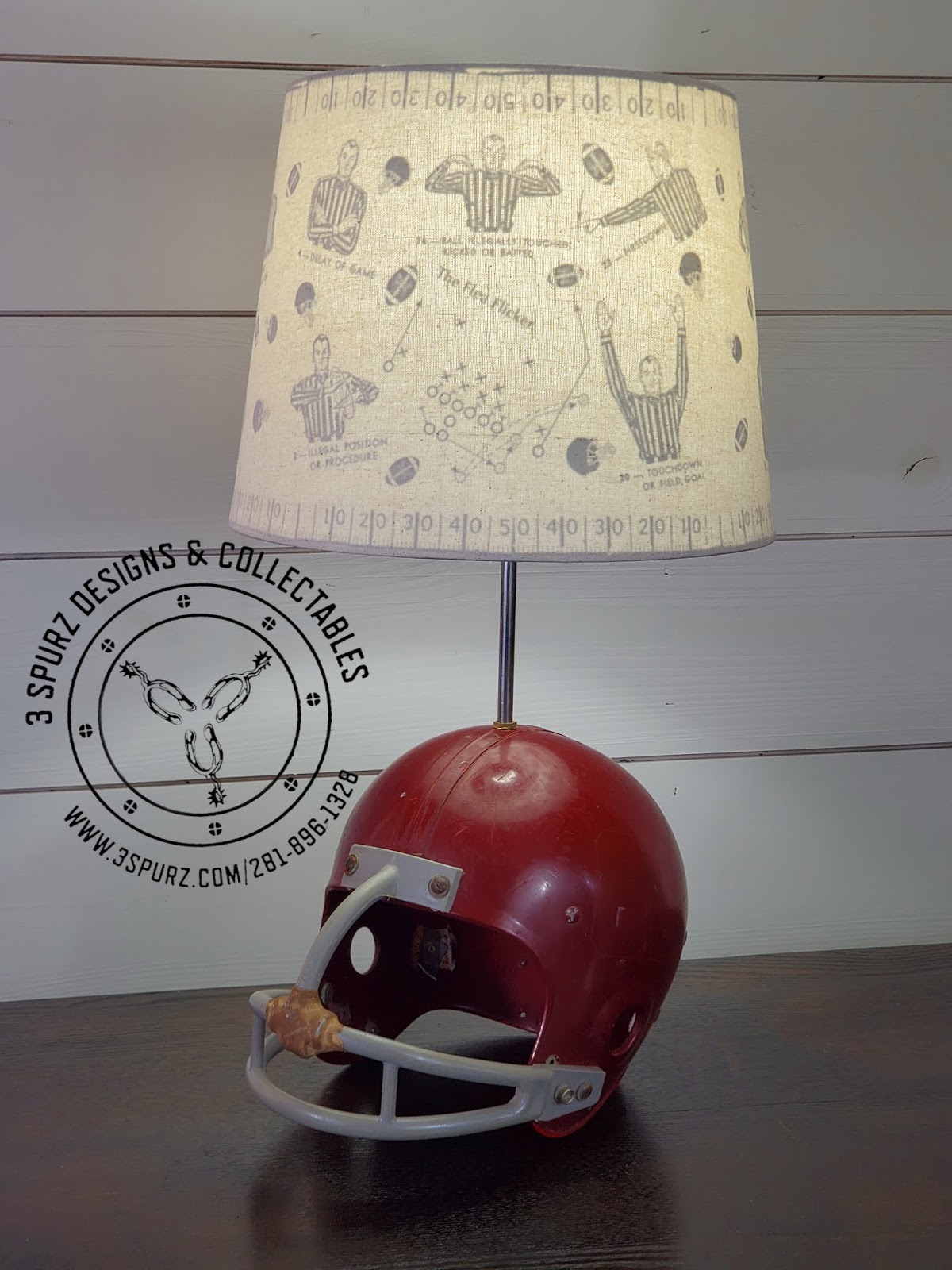 3 Spurz DandC Repurposed /Refurbished Creations!! Football helmet lamp