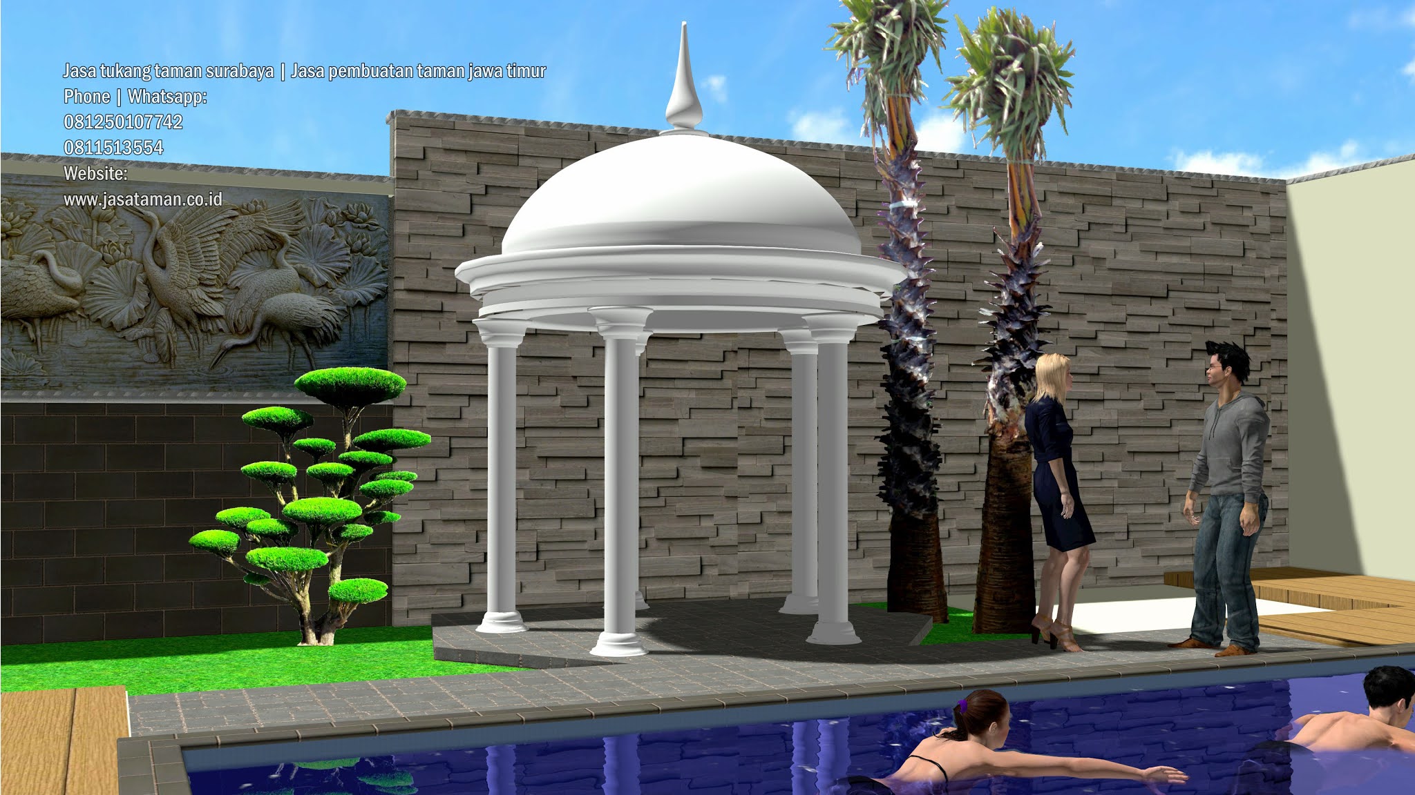 TAMAN DAN KOLAM RENANG BELAKANG RUMAH