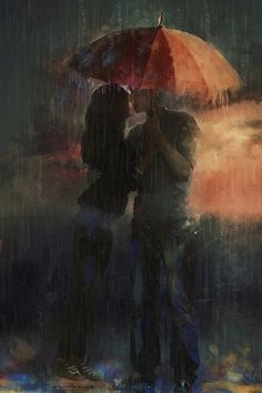 love couple image in rain