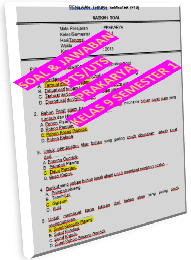 Soal Pts Uts Prakarya Kelas 9 Semester 1 Tahun 2021 2022 Kherysuryawan Id