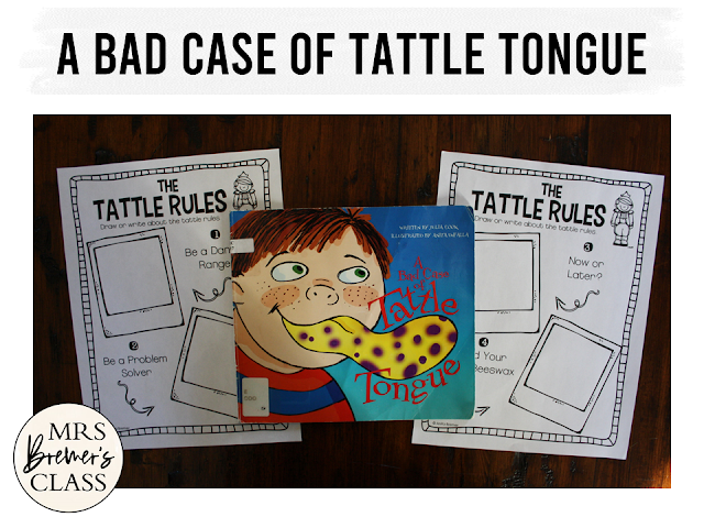 A Bad Case of Tattle Tongue book study activities unit with Common Core aligned literacy companion activities for Kindergarten and First Grade