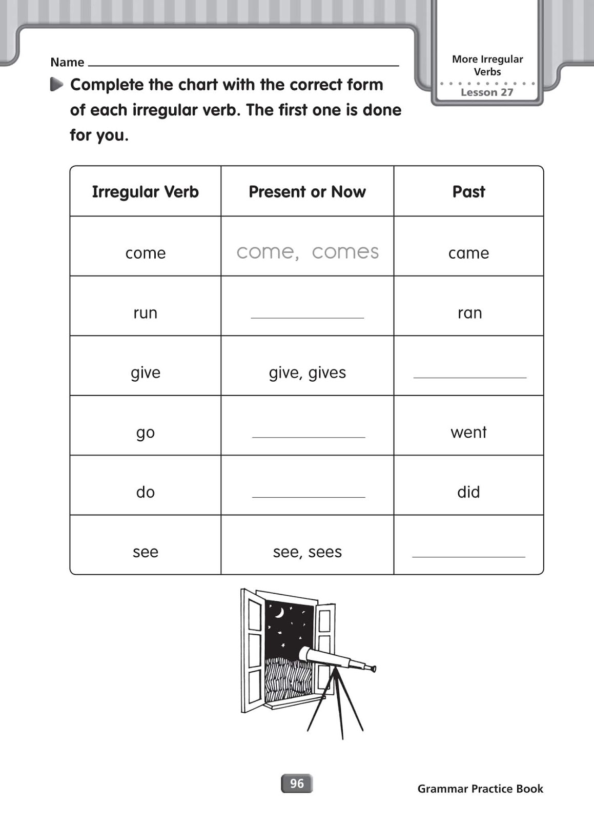 Grammar Worksheets: Irregular Verbs (PDF)