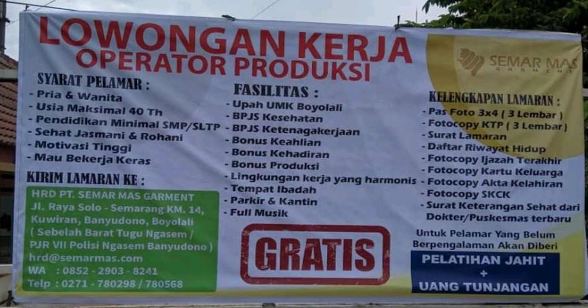 Lowongan Kerja Terbaru Pt Semar Mas Garment Update 2020 2021 Lowongan Kerja Terbaru Pt Semar Mas Garment Update 2020 2021