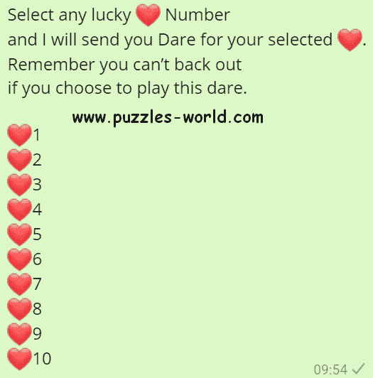 Select any lucky ❤ Number and I will send you Dare | Puzzles World