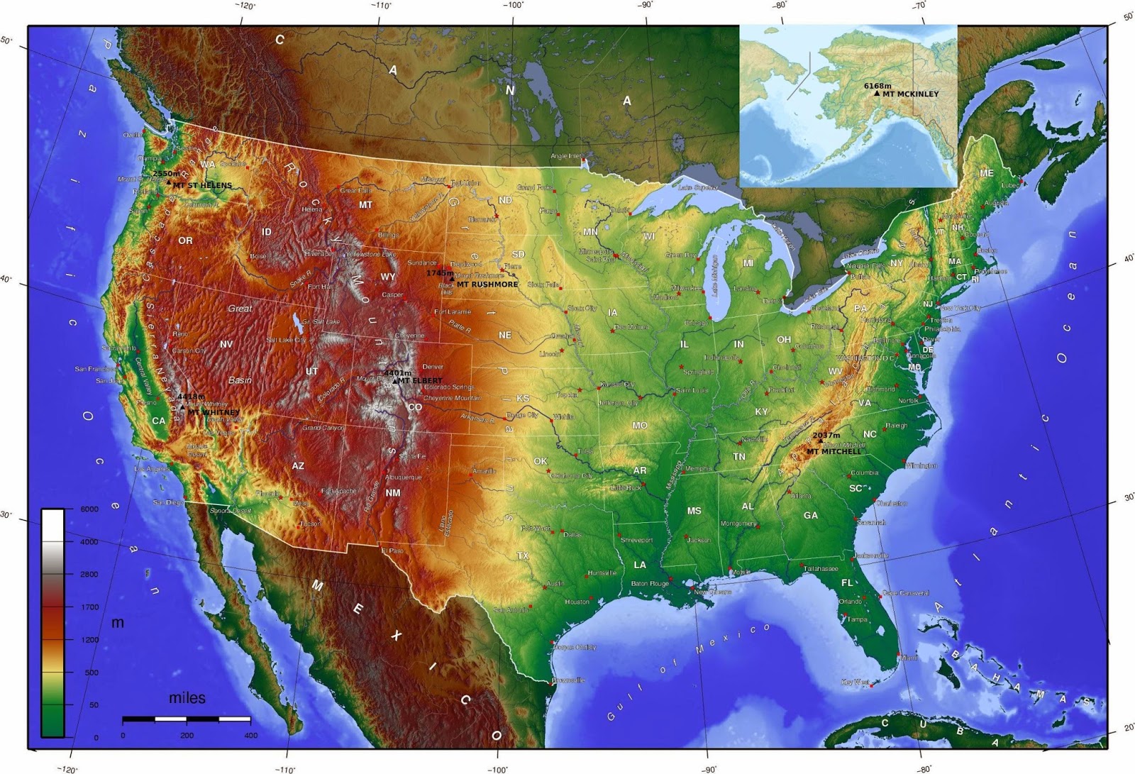 Topical Map Of Usa – Topographic Map of Usa with States