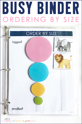 Order by Size Busy Binder Activity for Preschool