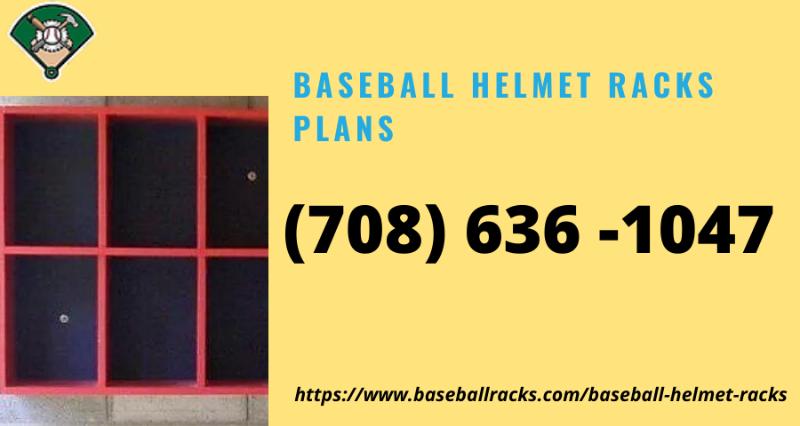 All different sizes of baseball helmet racks