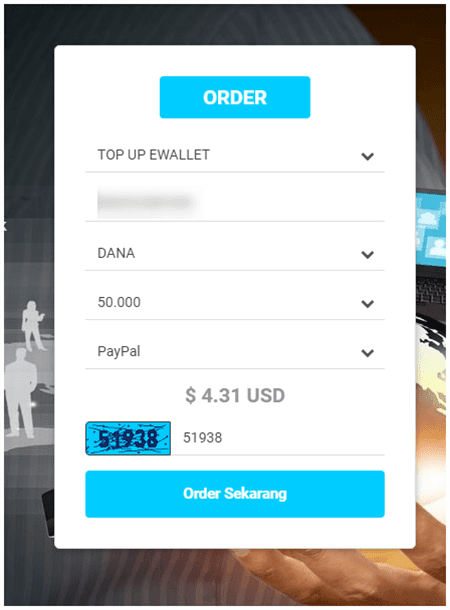 beli dana pakai paypal