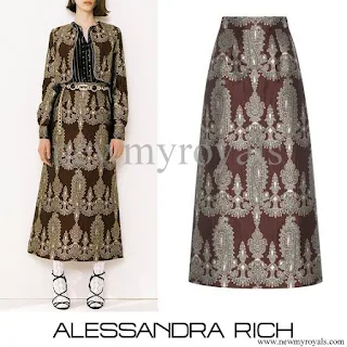 Queen Maxima wore ALESSANDRA RICH Paisley Quilted Skirt