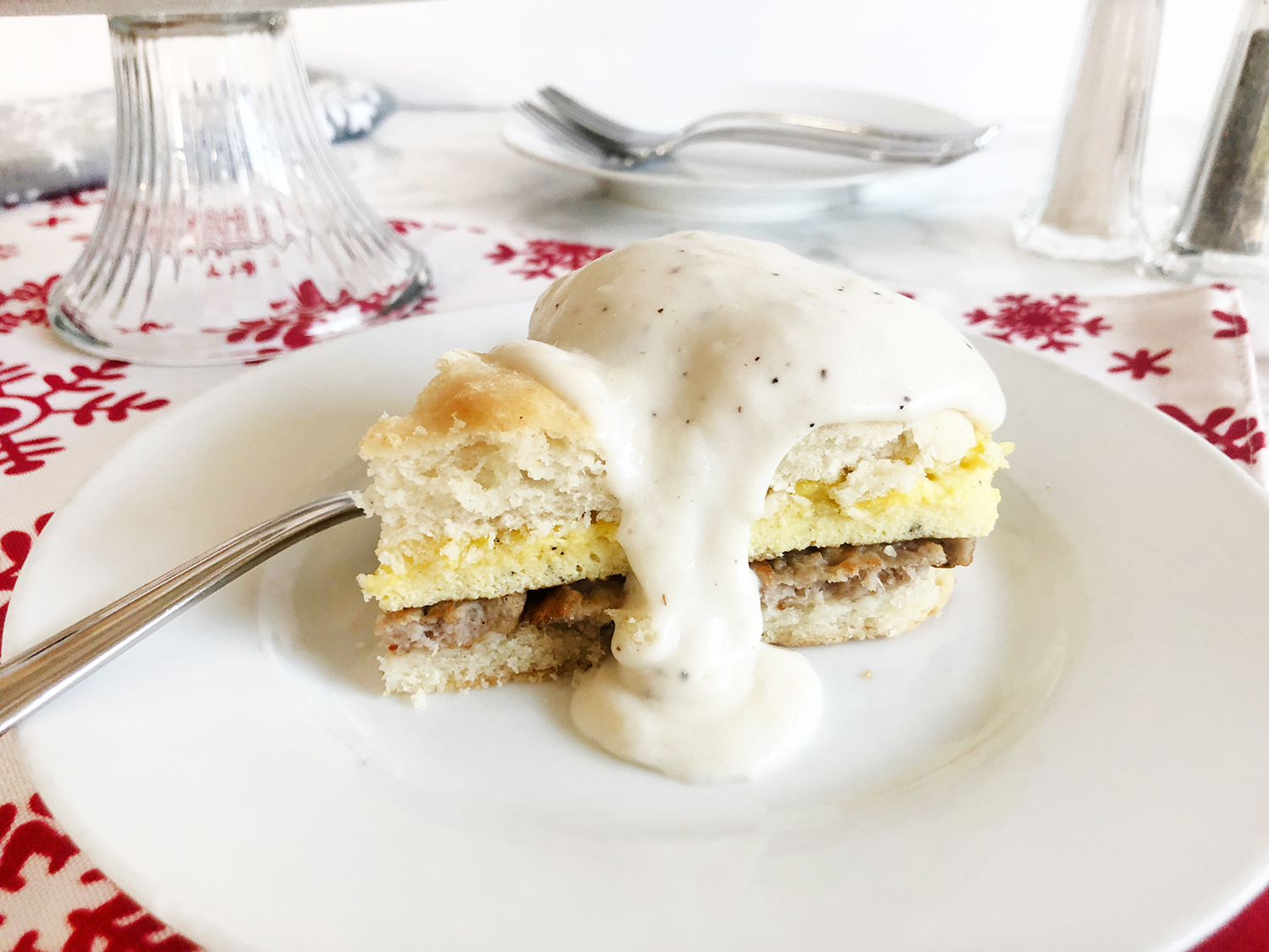 Southern Mom Loves Sausage & Egg Biscuits with Gravy Breakfast Bake!