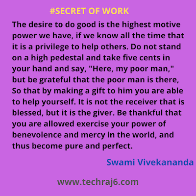 secret of work quotes by Swami Vivekananda