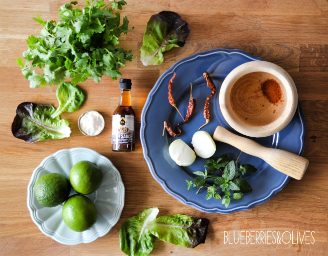 BLUEBERRIES & OLIVES ENSALADA LARB GAI TAILANDESA