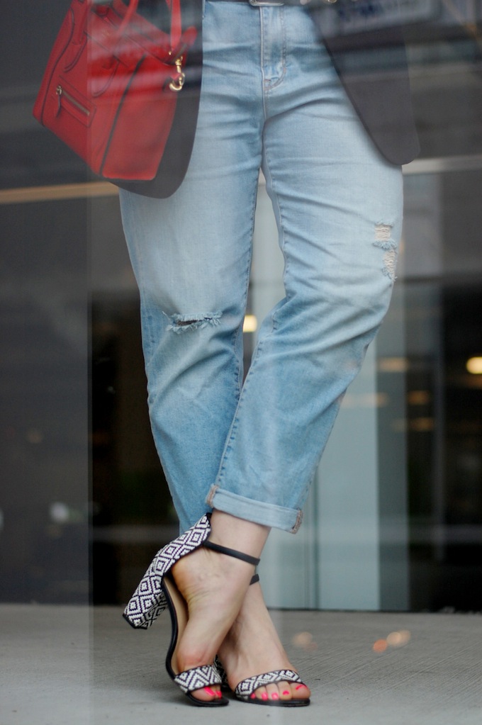 BCBGMaxAzria boyfriend blazer, Celine Nano and Gap boyfriend jeans by Vancouver fashion blogger Aleesha Harris of Covet and Acquire. 